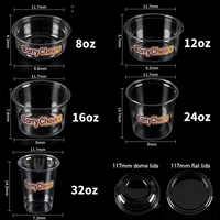 Bol à smoothie, à açaï ou à nourriture en plastique PET transparent recyclable personnalisé avec logo, 12, 16 ou 20 oz, avec couvercles
