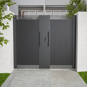 Porte battante électrique en alliage d'<span class=keywords><strong>aluminium</strong></span> pour entrée de villa, jardin et maison, style chinois moderne - Product Image 1