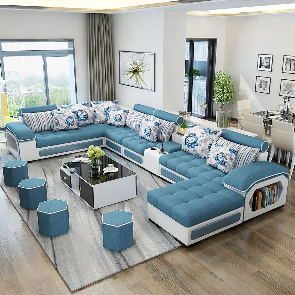 Ucuz Modern özel kesit mobilya oturma odası çekyat kumaş kadife 7 Set 7 kanepe seti mobilya oturma odası kanepeleri
