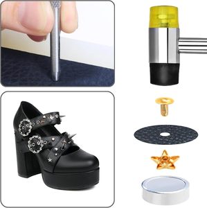 YORANYO Kit de Remaches de Cuero de Tamaños Variados para Adornos de Estrellas, Tela, Color Dorado, Manualidades, Reparación y Decoración de Chaquetas, Zapatos y Bolsos - Product Image 5
