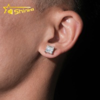 Fabrikpreis GRA-Zertifizierte Moissanit-Diamant-Ohrringe für Damen 925 Massivsilber Solitär Princess-Cut Diamant-Ohrstecker
