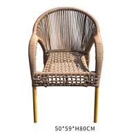 Chaise de salle à manger d'extérieur moderne avec alliage d'aluminium et dossier de loisirs en rotin simple pour cour, balcon, terrasse ou salon