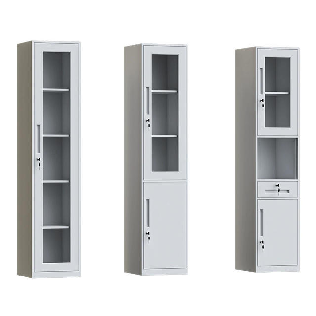 Single Locker with Glass Door Display Cabinet with Shelves Lockable Metal Storage Cupboard Smart Lockers