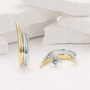 Trendy Huggie <b>Earrings</b> <b>Gold</b> Plated Alloy Unisex Studs Silver And <b>Gold</b> Color Fashion Jewelry For Women And <b>Men</b> - Product Image 4