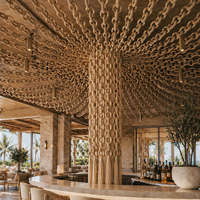Colonnes de décoration uniques, installation en macramé faite à la main, écologiques, insonorisées, projets commerciaux, directement de l'usine, restaurant