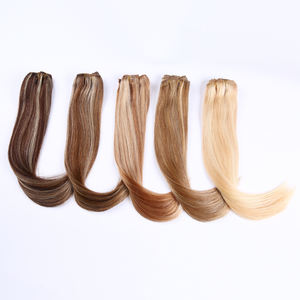Extensiones de cabello indio Remy Doble dibujado Grueso Clip-In Máquina teñida a granel de alta calidad Doble trama 18 "20" 22 "24" 30 "Piezas - Product Image 3