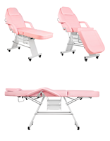 Table de massage roulante avec roulettes, table de massage en mousse haute densité épaisse, table de salon de tatouage et de soins du visage sur roulettes, table de spa réglable