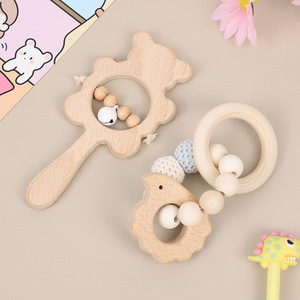 Jouets en <span class=keywords><strong>bois</strong></span> naturel, anneaux en <span class=keywords><strong>bois</strong></span> de hêtre massif, jouets sensoriels Montessori à mâcher, 0 à 12 mois, ensemble d'animaux craquelants : Éléphant, <span class=keywords><strong>Oiseau</strong></span>, Hérisson - Product Image 1
