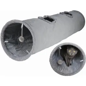 Прочный портативный 1-сторонний туннель для домашних животных милый прямой туннель для кошек с плюшевой внутренней складной трубкой с шариками для игривых кошек