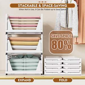 Folding Stackable <b>Wardrobe</b> Drawer Storage Box for Cloth Closet Offices Bedroom Bathroom - Product Image 4