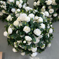 Boule de fleurs artificielles de 70 cm (blanche avec plantes vertes) pour fiançailles, mariages et réunions de famille