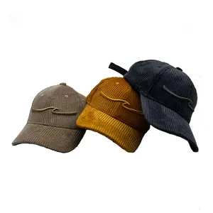 时尚6面板弧形帽檐刺绣gorras定制个性化灯芯绒高品质棒球帽，带刺绣标志