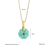Collier tendance pour femme en acier inoxydable plaqué or avec pendentif en pierre naturelle en forme d'animal et de fleur (Lapis Lazuli, Amazonite) – Idéal comme cadeau