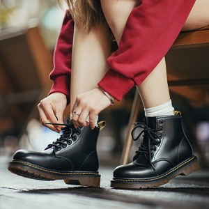Bottes mi-hautes pour hommes, chaussures en cuir haut de gamme, automne-hiver, chaussures de travail, bottes courtes en cuir véritable, chaussures en cuir noir - Product Image 2