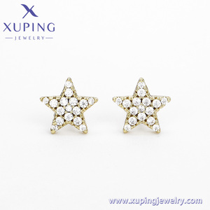 98846 Xuping đồ trang sức quyến rũ sao hình 14K mạ vàng môi trường đồng Stud Bông tai với trắng tổng hợp CZ cho phụ nữ - Product Image 4