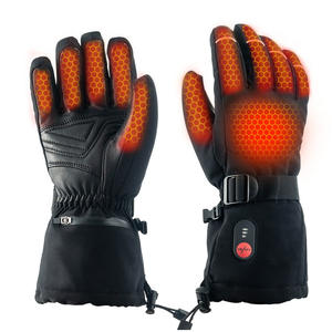 Guantes de caza recargables calefactables de invierno de lana de camuflaje de hoja de madera de cuero magnético de medio dedo completo para caza de aves - Product Image 2