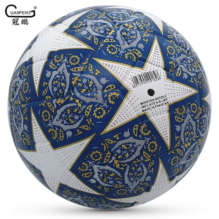 अच्छी गुणवत्ता वाली मशीन से सिला हुआ आधिकारिक आकार 5 कस्टम लोगो पीयू सॉकर बॉल प्रोफेशनल ट्रेनिंग मैच प्रमोशनल फुटबॉल बॉल