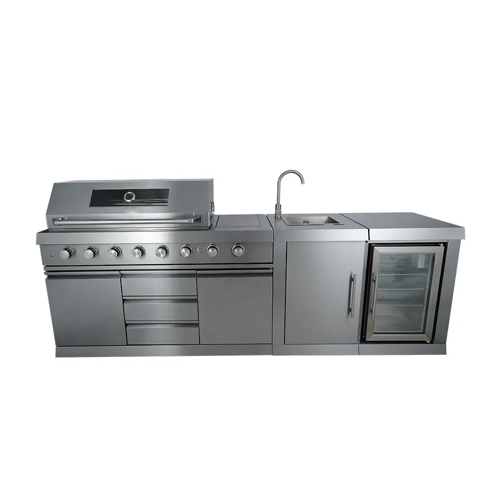 Hyxion Gas BBQ Outdoor kitchen Series 3 Pieces Stainless Sink Cabinet With Wine Cabinet