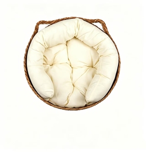 Collier rond tissé <span class=keywords><strong>avec</strong></span> poignée en rotin pour chats et chiens, amovible et lavable, toutes saisons, emballé en carton - Product Image 2