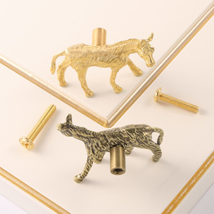 Tirador de latón macizo con forma de burro para puerta y armario, diseño de silueta animal, para sala de estar, dormitorio infantil, armario, gancho de pared de un solo orificio - Product Image 5