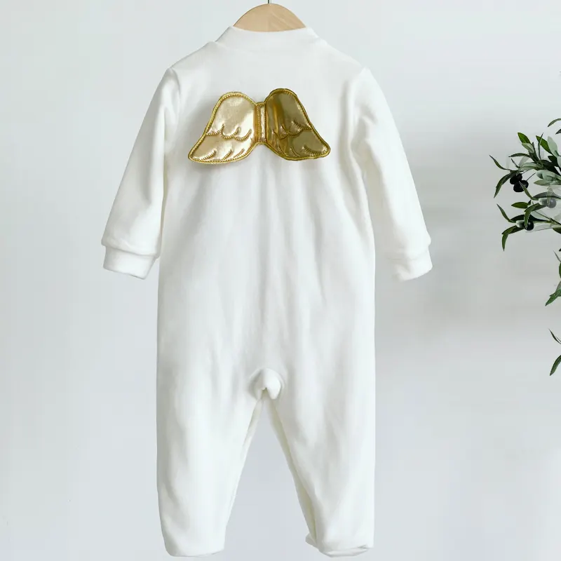 Custom Fall Winter White Pattern Long Sleeve Infant 100% Cotton Clothes Jumpsuit Toddler Knitted Baby Sweater Romper