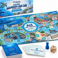 Jeu de société Fancboard Custom Aquarium Care Day |   Carton plié en quatre parties |   50 cartes-cadeaux |   Jouet éducatif pour enfants |   2-4