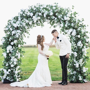Collection <span class=keywords><strong>de</strong></span> jardin <span class=keywords><strong>de</strong></span> style floral haut <span class=keywords><strong>de</strong></span> gamme courbé luxuriant verdure artificielle ivoire blanc fleurs arc être utilisé toile <span class=keywords><strong>de</strong></span> fond <span class=keywords><strong>de</strong></span> mariage - Product Image 1