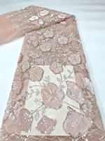 NI.AI Nouveau design Tissu en dentelle à sequins et perles, dentelle en velours, broderie en dentelle, tulle pour fêtes et mariages