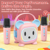 Altavoz de Karaoke Inalámbrico Colorido, Máquina de Karaoke Portátil con 2 Micrófonos Inalámbricos, Luz LED, Juguete para Niños, Regalo para Adultos