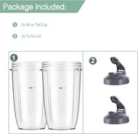 Gobelets de blender de 24 oz avec couvercles à clapet pour emporter, compatibles avec le blender Nutri-Bullet 600W Pro 900W, pièces de rechange Nutri-Bullet