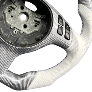 Volant en cuir et fibre de carbone style M Sport (ancien modèle vers nouveau) pour <span class=keywords><strong>BMW</strong></span> Série 3, Série 5, E46, M3, M6, E61, E62, E63 – Amélioration de l'intérieur - Product Image 4