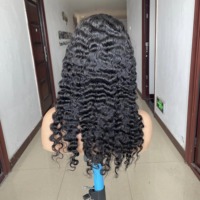 Perruque mi-tête bouclée birmane entièrement tissée avec cordon de serrage facilement ajustable, cheveux humains bruts vietnamiens 100 % alignés sur les cuticules, sans colle
