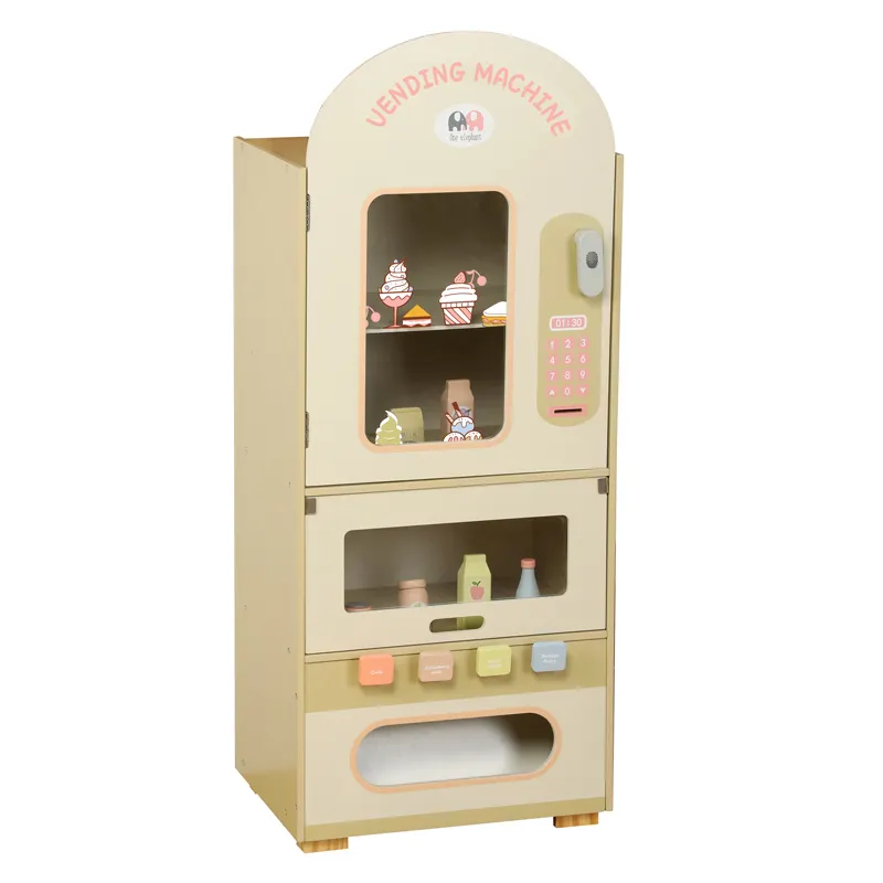 Nueva máquina expendedora de bebidas para niños Play House, caja registradora de monedas de madera, máquina de dulces, juguetes de simulación