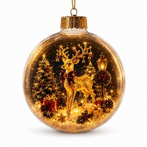 Adorno Navideño Acrílico 3D Vintage, Bola Brillante de Cristal Redonda para Colgar en el Árbol de Navidad, Decoración Navideña, Regalo Festivo - Product Image 2