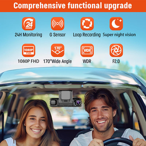 Kamera dasbor kendaraan <span class=keywords><strong>3</strong></span> lensa 1080P, kamera perekam Video DVR mobil WiFi layar IPS <span class=keywords><strong>2</strong></span> inci, kamera tiga saluran DVR tiga arah - Product Image 2