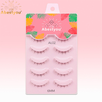 Abestyou Faux Cils Synthétiques 3D Bande Transparente Invisible 5 Paires Vente en Gros