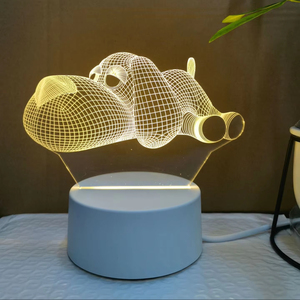 Lampe de table de nuit LED 3D moderne et écologique pour enfants 30 minutes lumières en acrylique lumières LED chaudes contrôle tactile chambre à coucher plug-in - Product Image 1