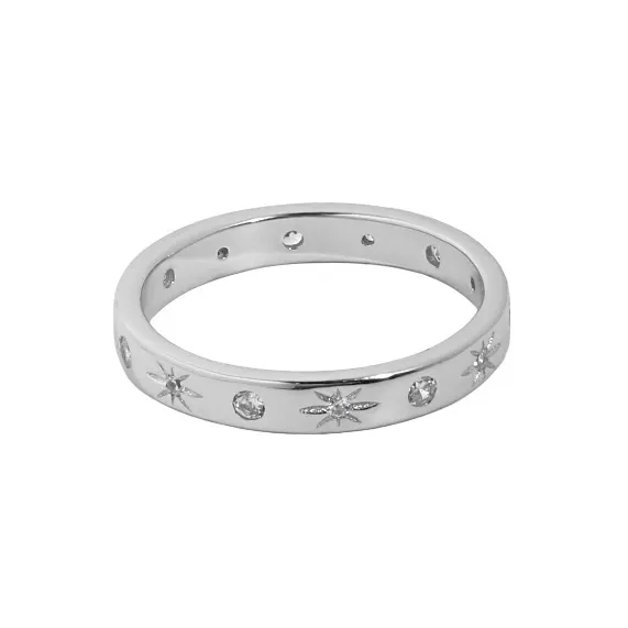 Klassieke Zilveren Ringen Jewlery Vrouwen Eenvoudige Ontwerpen Cz Zirkonia 18K Vergulde Ster Ringen Voor Meisjes