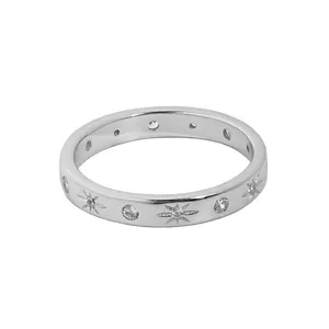 Anéis de prata clássicos jewlery mulheres projetos simples cz cubic zirconia 18k banhado a ouro anéis estrela para meninas