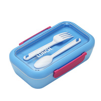 Boîte à bento 2 grilles en acier inoxydable 304 avec serrures et cuillère et fourchette 500ml