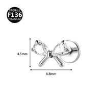 Piercing Labret F136 en Titane pour Cartilage, à Filetage Interne, avec Cristal Planète et Nœud, Anneaux de Piercing Tendance, Bijoux Corporels
