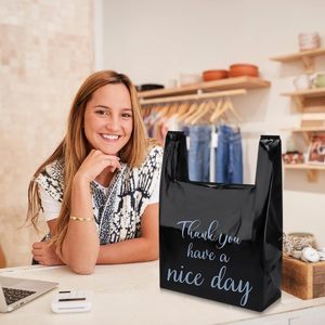 ถุงใส่เสื้อยืด ถุงพลาสติก ถุงใช้ซ้ำได้และถุงแบบใช้แล้วทิ้ง สำหรับธุรกิจขนาดเล็ก ร้านขายของชำ (สีดำ) - Product Image 5