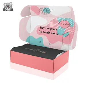 Caja grande de cartón con impresión de logotipo personalizado, lencería de papel, envío de ropa, color rosa