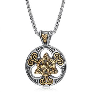 Collier pendentif en acier inoxydable avec nœud celtique viking, unisexe, à porter tous les jours, design géométrique, symbole de l'infini DZ107 - Product Image 1