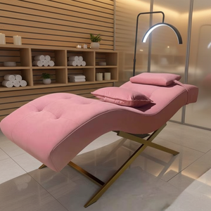 Lit de spa facial moderne de luxe rose doré, pliable et réglable, sur mesure pour salon de beauté - Product Image 1