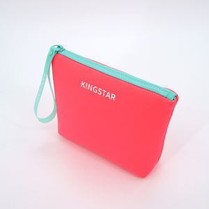 Mini Portable rose chaud été voyage femmes beauté pochette à glissière logo personnalisé gonflé néoprène trousse de maquillage étanche trousse de toilette - Product Image 6