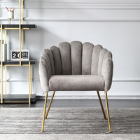 Chaise de salle à manger moderne et légère de luxe en velours à dossier large de haute qualité