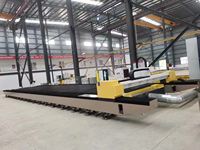 Máquina de corte por láser de fibra de alta potencia para riel de tierra de pórtico de 30000W con cabezal oscilante para industrias de fabricación de estructuras de acero