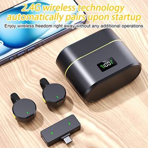 2025 baru portabel Tipe C mikrofon ganda ponsel perekaman Video Live Vlog Lavalier 2.4Ghz mikrofon nirkabel kecil - Product Image 2