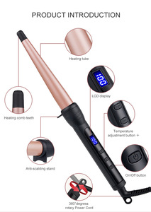 Hot bán gốm điện tóc Curler Con lăn LCD Cone uốn sắt Wand với PTC nóng nhanh đối lưu uốn sắt - Product Image 5